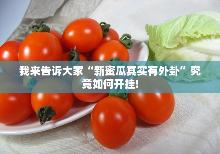 我来告诉大家“新蜜瓜其实有外卦”究竟如何开挂!