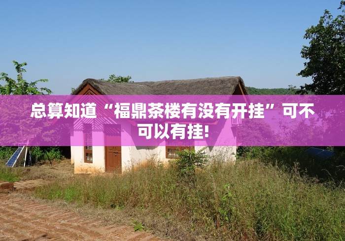 总算知道“福鼎茶楼有没有开挂”可不可以有挂!