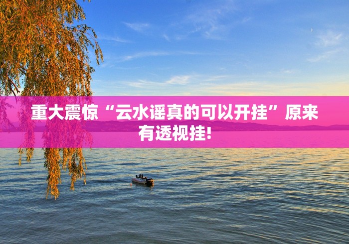 重大震惊“云水谣真的可以开挂”原来有透视挂!