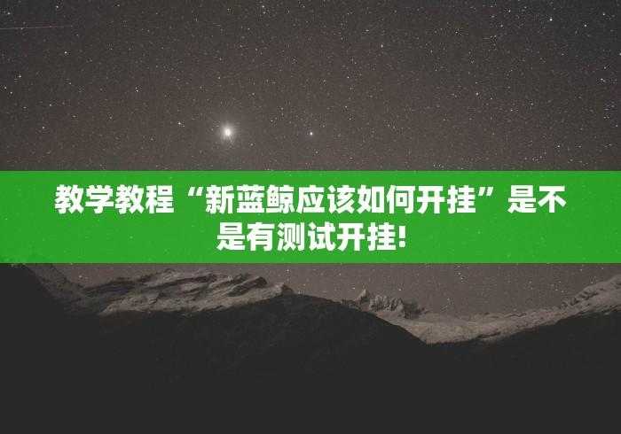 教学教程“新蓝鲸应该如何开挂”是不是有测试开挂!