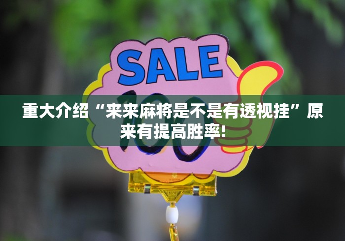 重大介绍“来来麻将是不是有透视挂”原来有提高胜率!