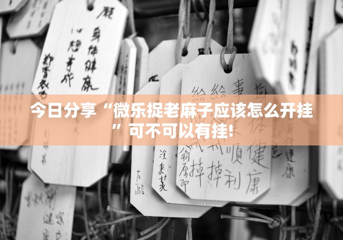 今日分享“微乐捉老麻子应该怎么开挂”可不可以有挂!