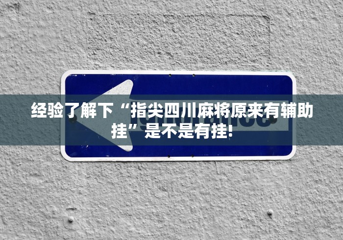 经验了解下“指尖四川麻将原来有辅助挂”是不是有挂!