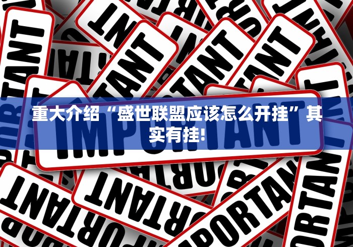 重大介绍“盛世联盟应该怎么开挂”其实有挂!