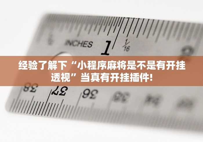经验了解下“小程序麻将是不是有开挂透视”当真有开挂插件!