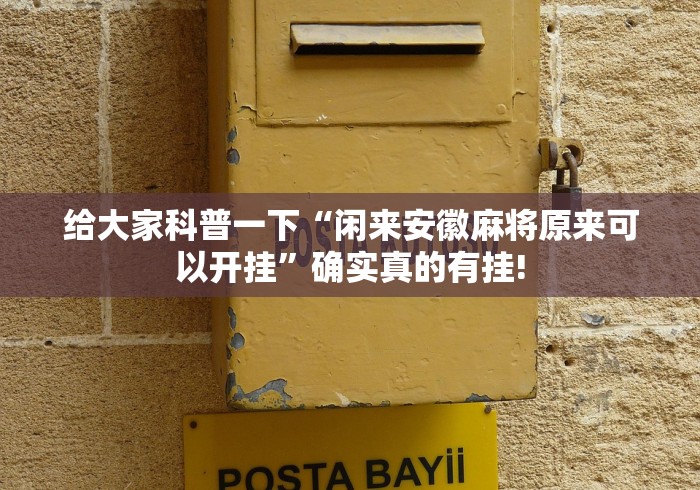 给大家科普一下“闲来安徽麻将原来可以开挂”确实真的有挂!