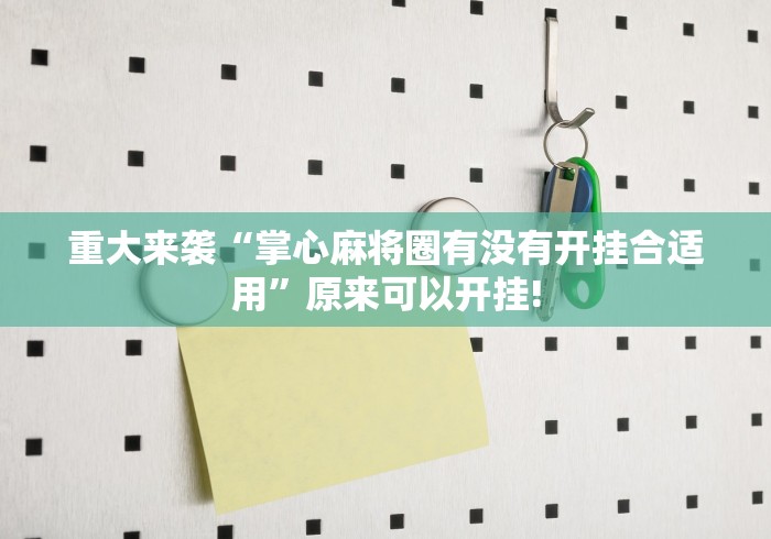 重大来袭“掌心麻将圈有没有开挂合适用”原来可以开挂!
