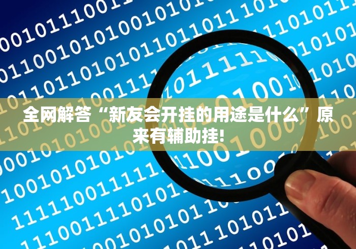 全网解答“新友会开挂的用途是什么”原来有辅助挂!