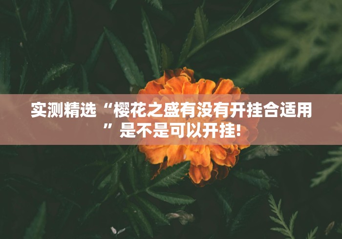 实测精选“樱花之盛有没有开挂合适用”是不是可以开挂!