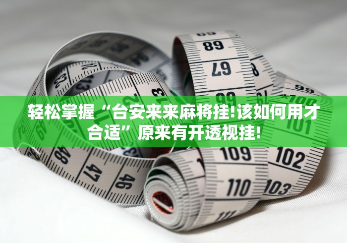 轻松掌握“台安来来麻将挂!该如何用才合适”原来有开透视挂!