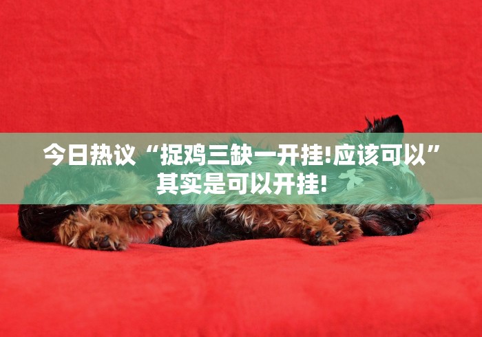 今日热议“捉鸡三缺一开挂!应该可以”其实是可以开挂!
